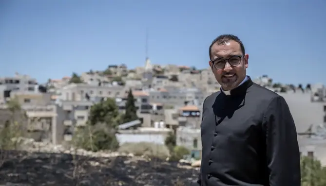 Father Bashar Fawadleh at Taybeh