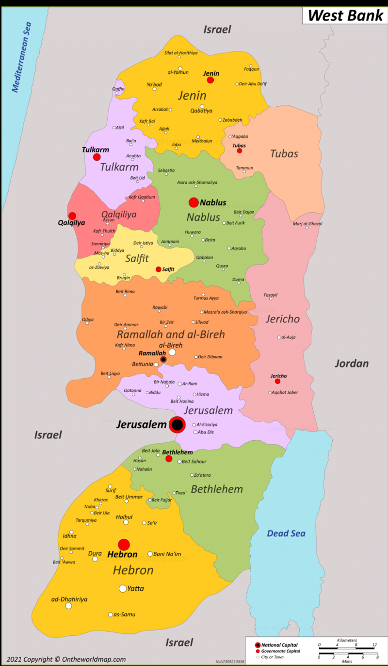 Map of West Bank Governates